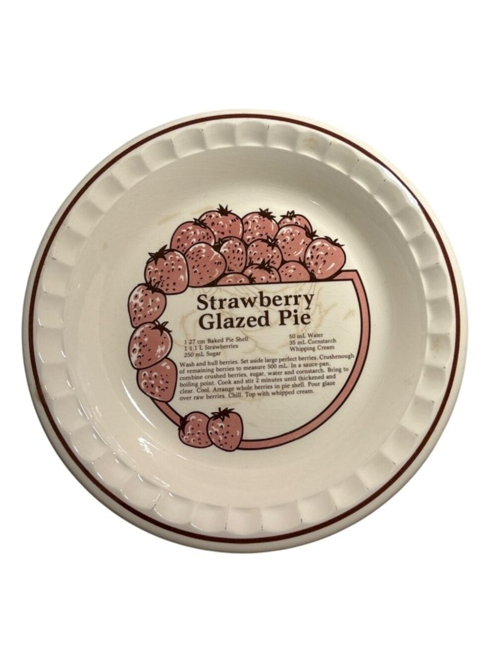 Strawberry Glazed Recipe Pie Plate Ceramic C. E. Springer 10.5 " Korea